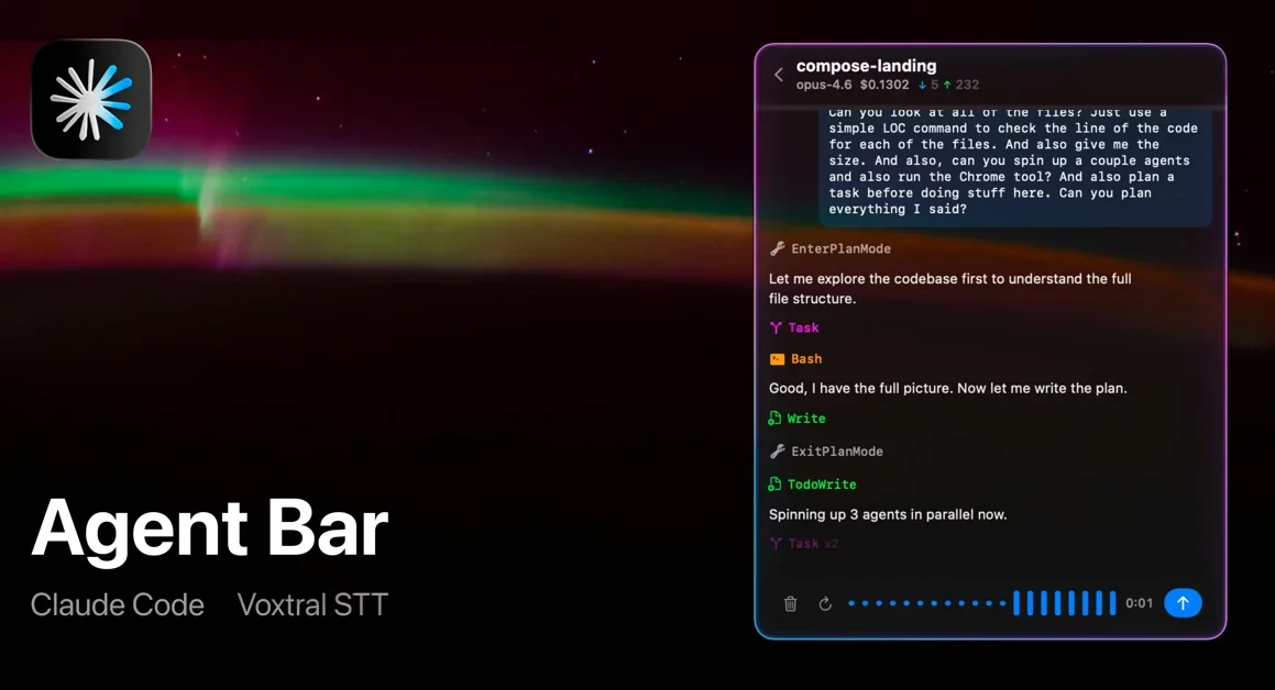 [Agent Bar] Run Claude Code from your menu bar