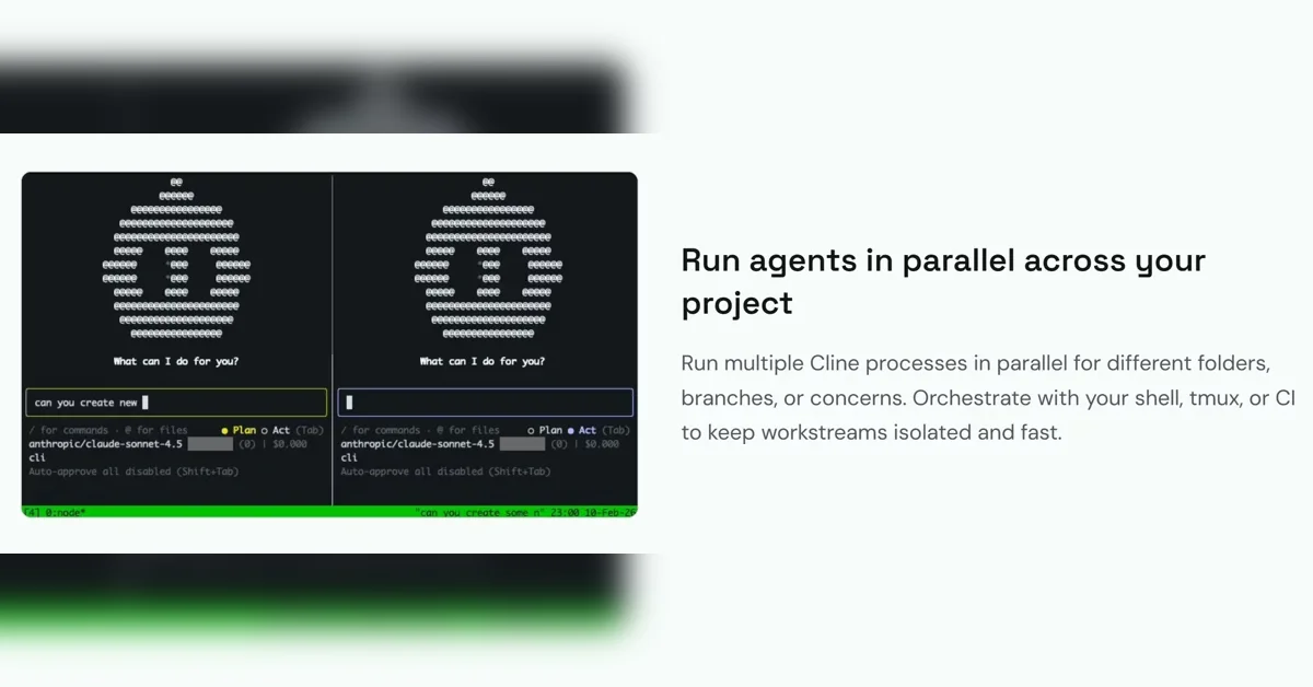 [Cline CLI 2.0] Parallel agents & headless CI/CD in your terminal