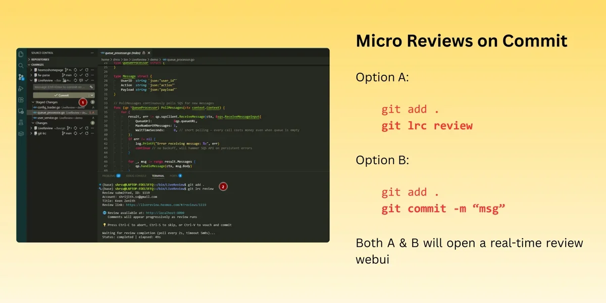 [git-lrc] Free, unlimited AI code reviews that run on commit