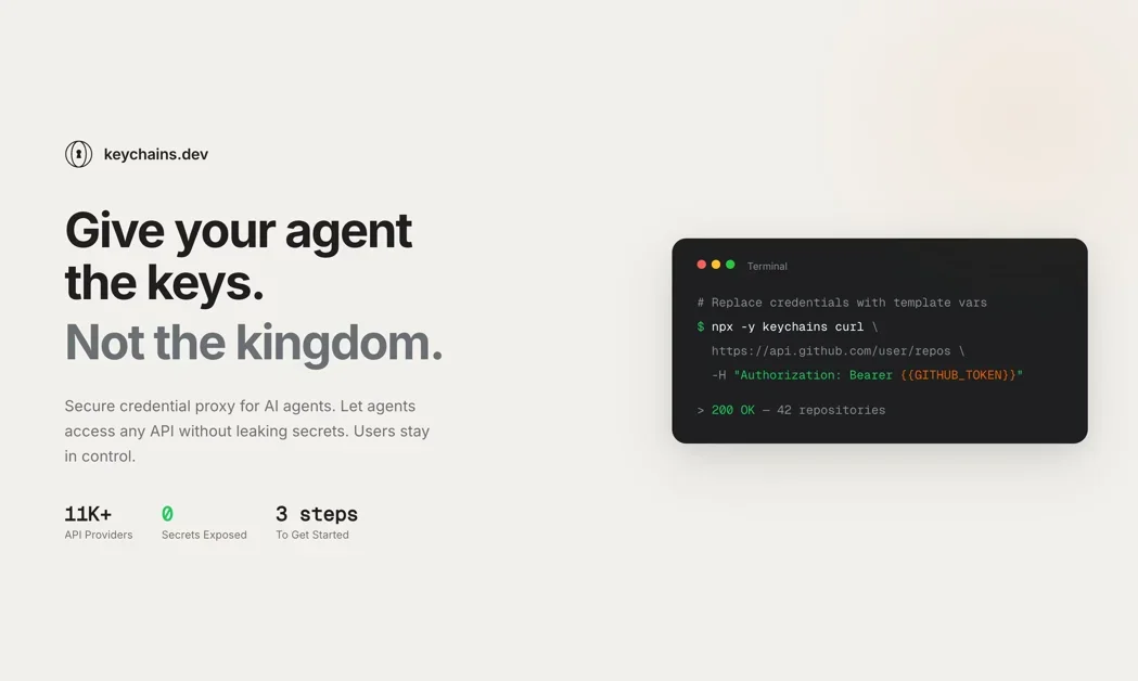 [keychains.dev] Give AI access to 6754+ APIs with zero credentials exposed