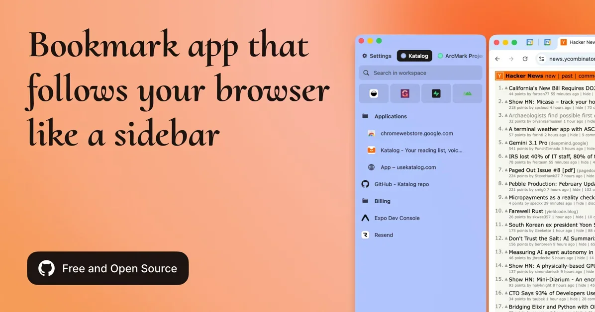 [Arcmark] Your bookmarks, attached to any browser as a sidebar