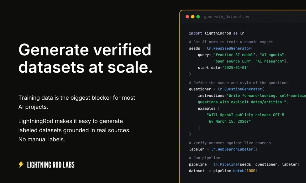 [Lightning Rod: Training Data Generator] Turn real-world data into training datasets fast