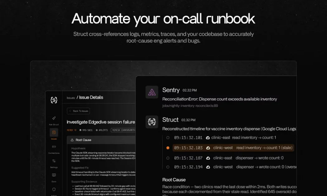 [Struct] AI agent that root-causes engineering alerts