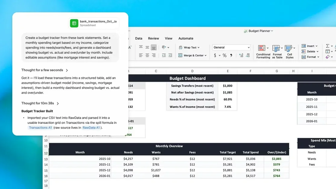 [ChatGPT for Excel] Build and update spreadsheets with ChatGPT in real time