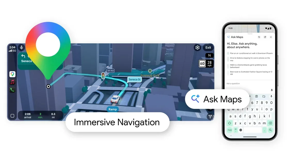 [Ask Maps by Google] Ask Maps questions, drive with immersive navigation.