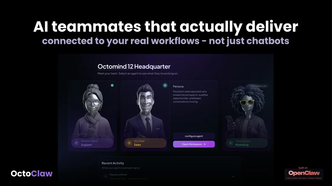 [OctoClaw] Hire AI specialists for marketing, sales, support, and more