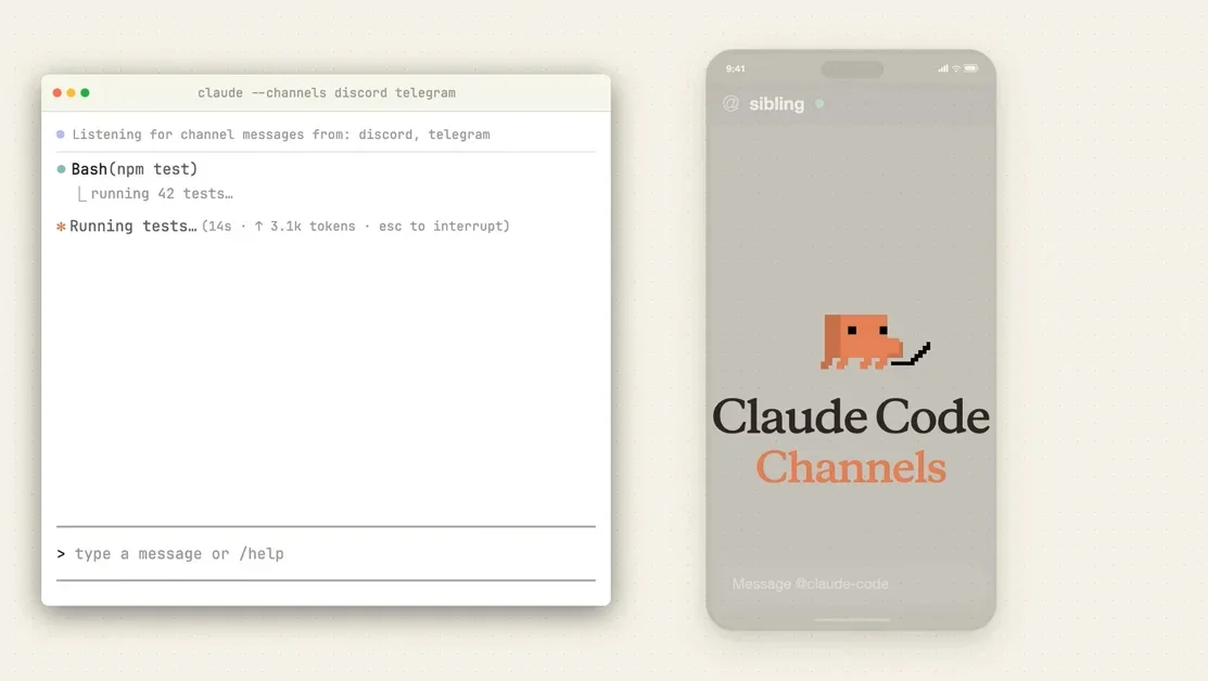 [Claude Code Channels] Push events and chat with Claude Code via Telegram & Discord