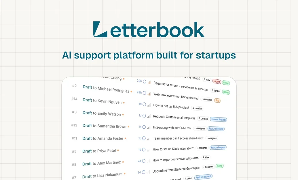 [Letterbook] AI support platform built for founders