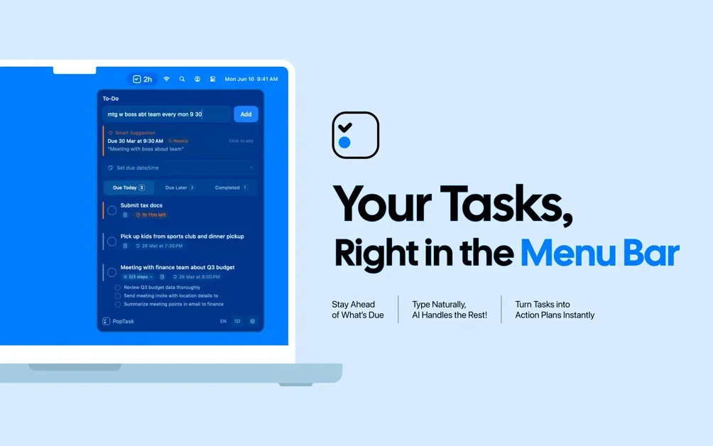 [PopTask] Light menu bar task manager for quickly capturing tasks
