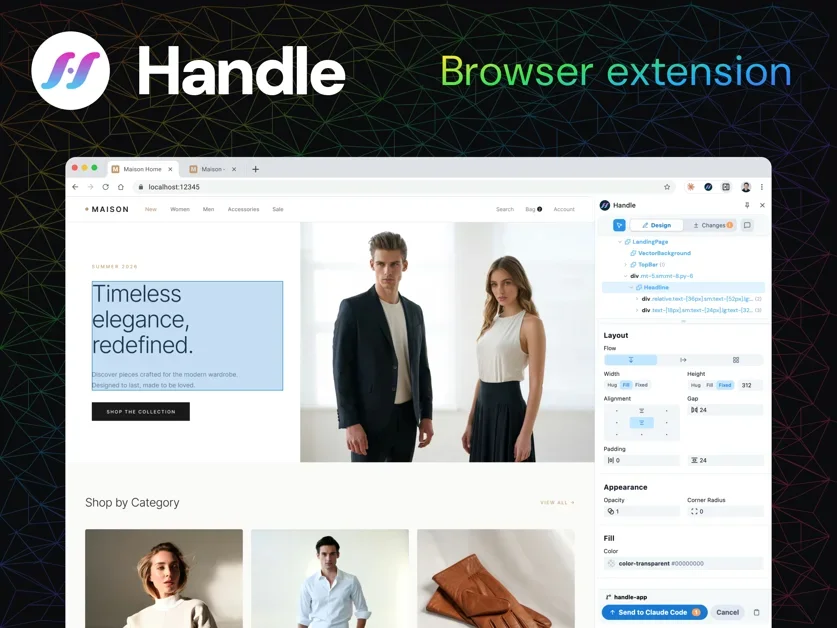 [Handle Extension] Refine UI in the browser, feed changes to your coding agent