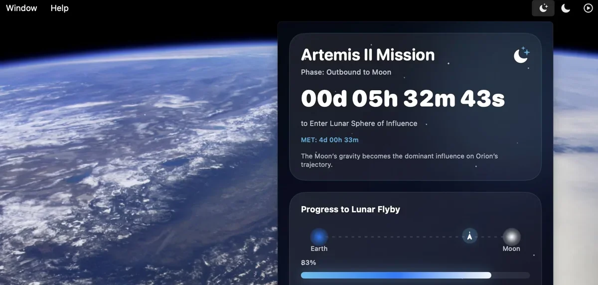 [Moonshot ] Track the Artemis II mission from your Mac