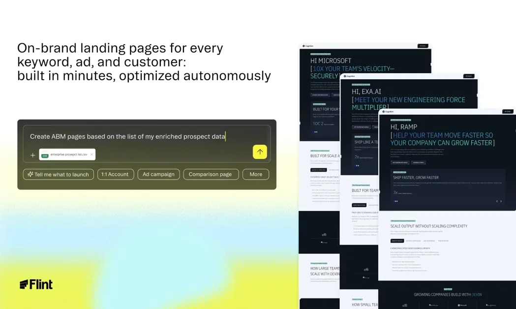 [Flint] Launch on-brand pages for every campaign, ad, and prospect.