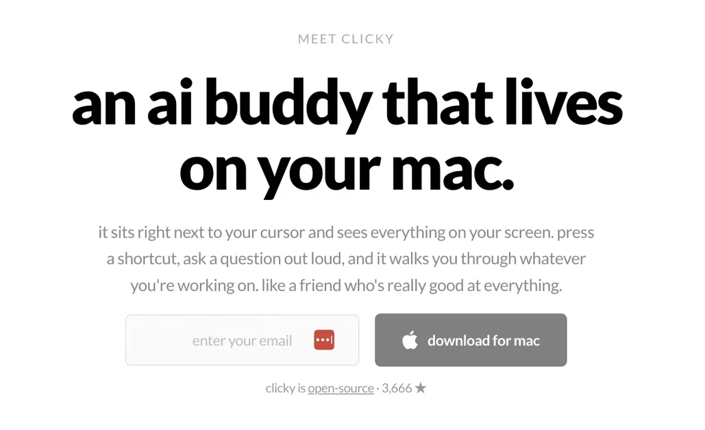 [Clicky] AI buddy next to your cursor on Mac—sees, guides, helps you!