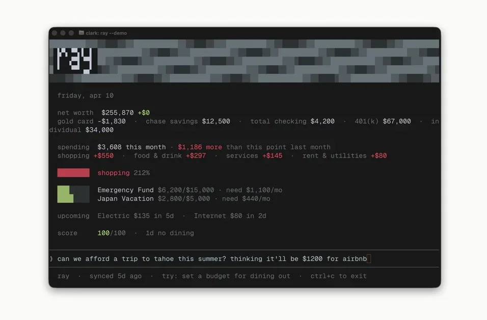 [Ray] Your personal CFO in the terminal