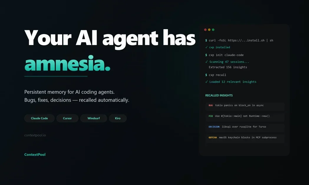 [ContextPool] Persistent memory for AI coding agents