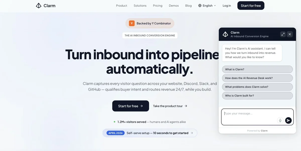 [Clarm] AI inbound layer to capture, qualify, and route leads