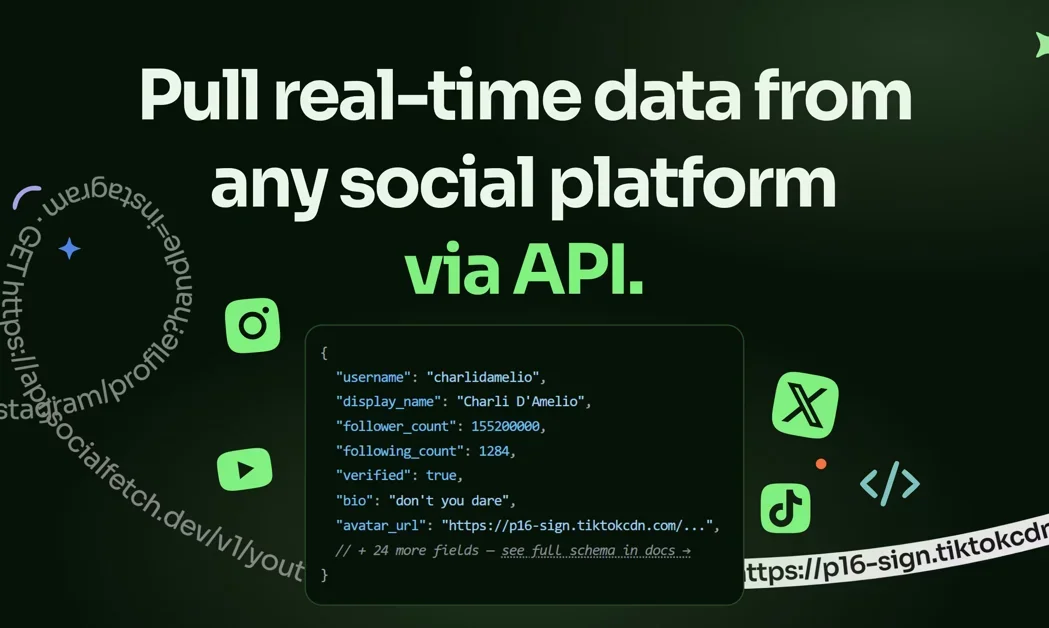[Social Fetch] Pull real-time data from any social platform via API.