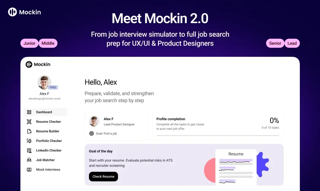 [Mockin 2.0] Ultimate career toolkit for UX/UI & Product designers