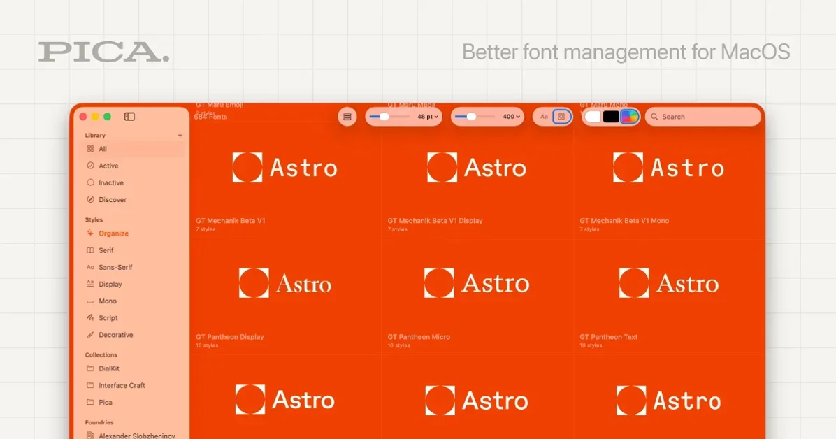 [Pica] Fully native app for managing your fonts on MacOS