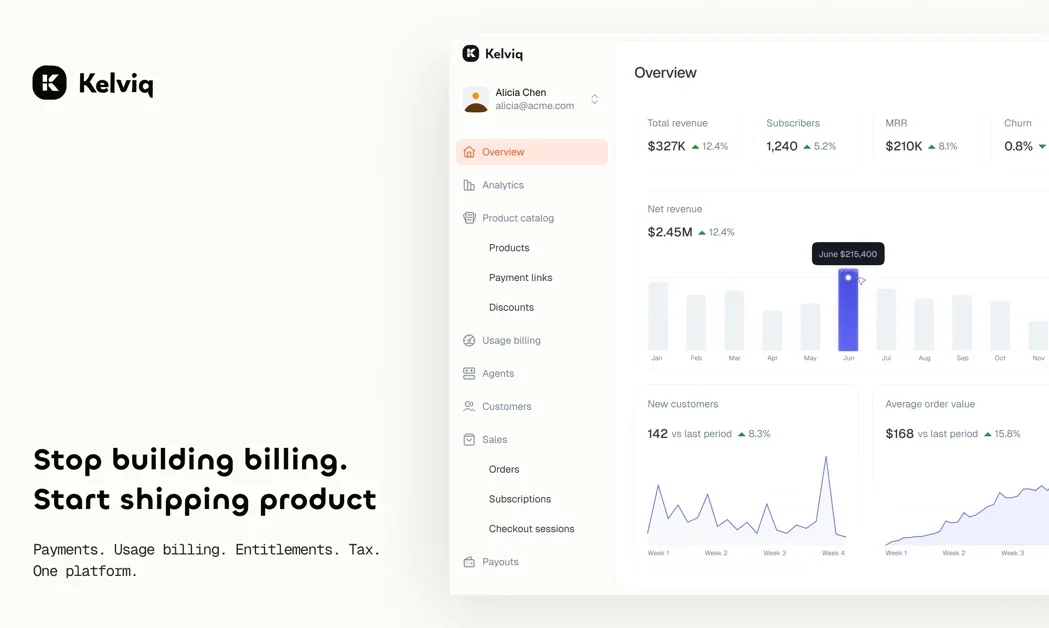 [Kelviq] Payments, tax, and billing for SaaS & AI companies