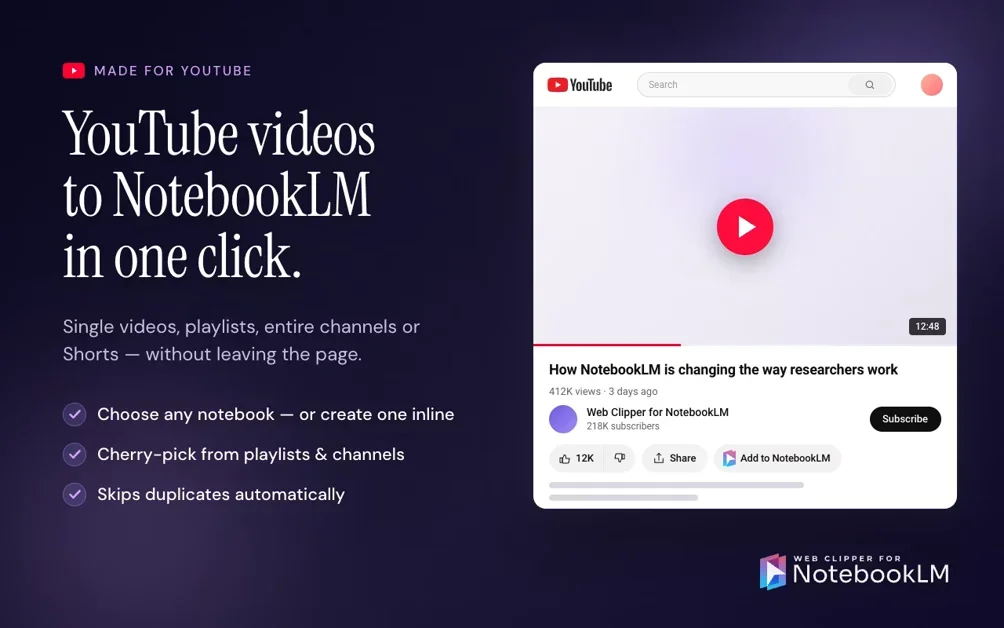 [Web Clipper for NotebookLM] Your ultimate NotebookLM's Chrome Extension