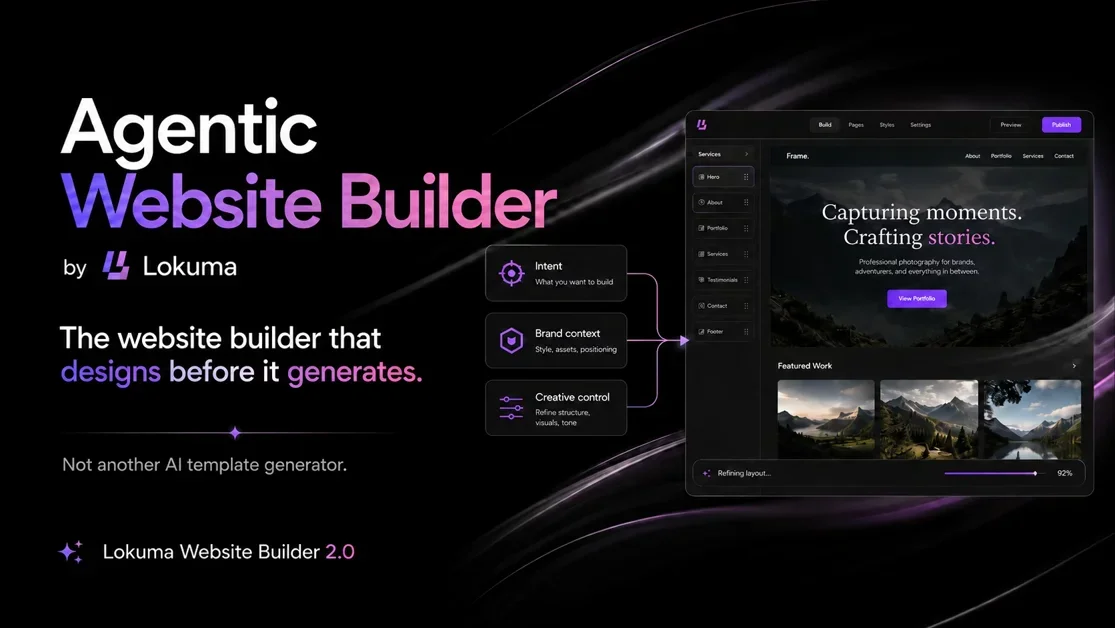 [Agentic Website Builder 2.0 by Lokuma] Design, build, and run your site with a design agent harness