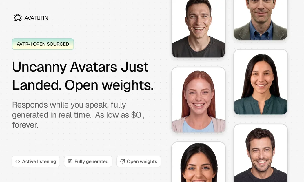 [AVTR-1 Real-Time Open Weights Model] Generating uncanny AI avatars is now open source 