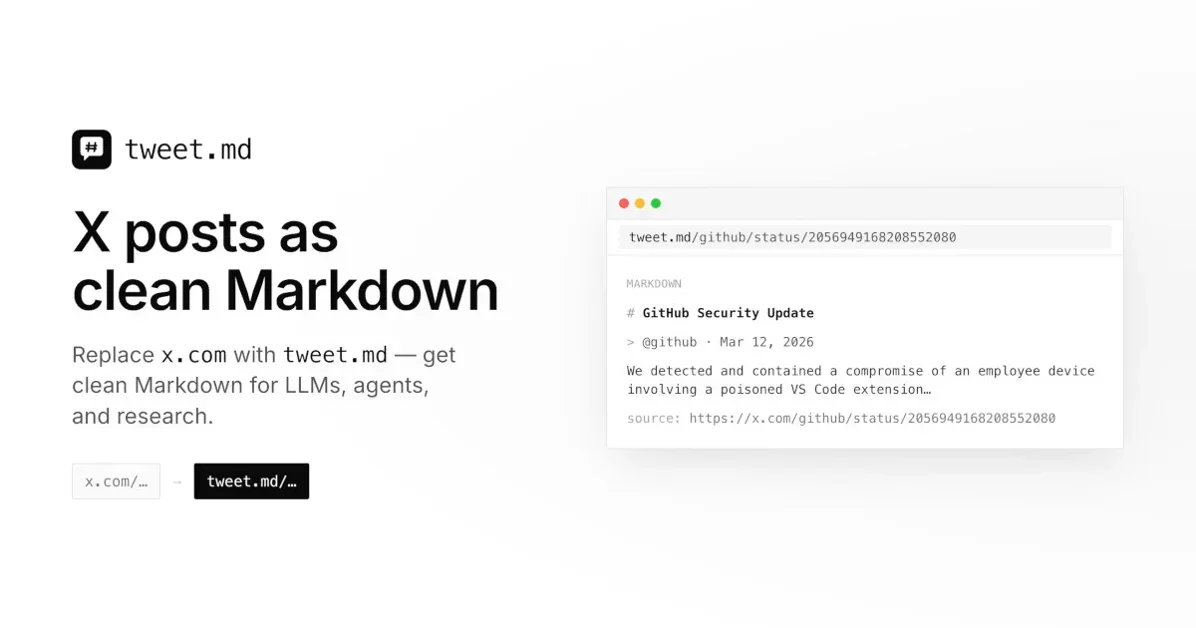 [tweet.md] X posts as clean Markdown