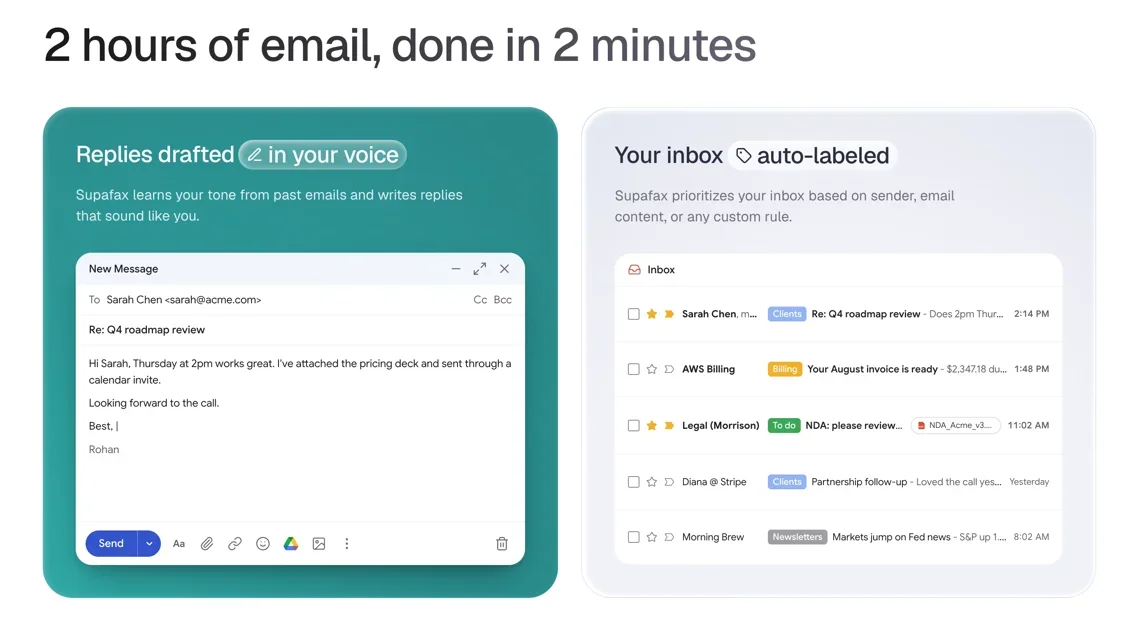 [Supafax] Email-native assistant that learns how you work