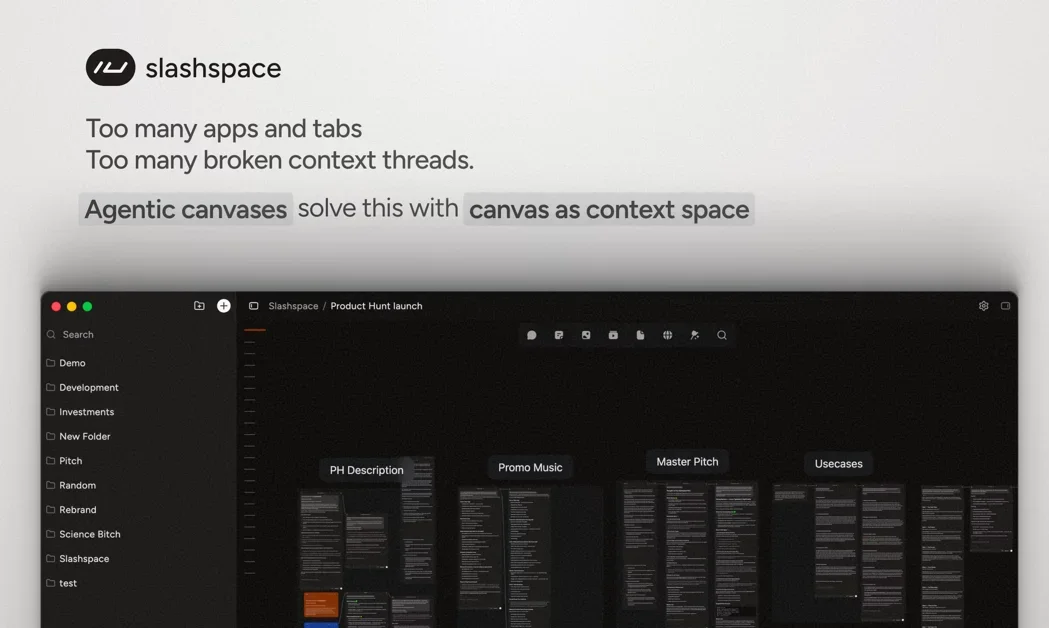 [Slashspace AI] Canvas first AI experience for sustained, complex work