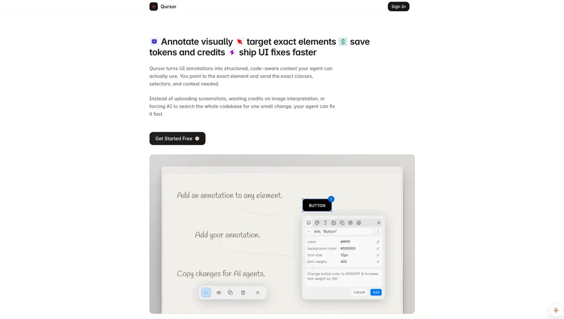 [Qursor] Point at any UI to send exact context to your AI
