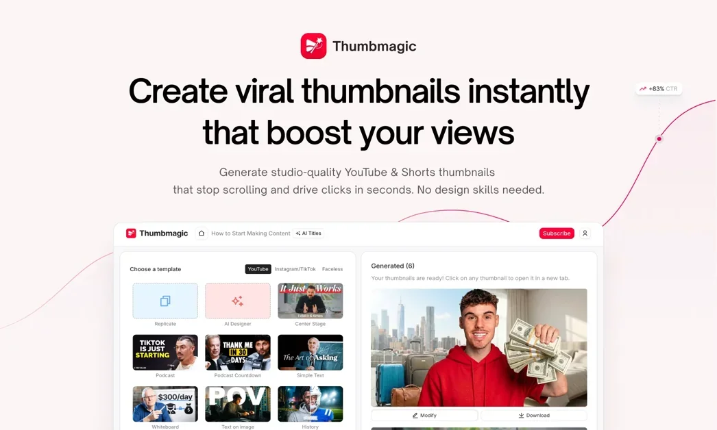 [Thumbmagic] AI thumbnail generator trained on top-performing thumbnails
