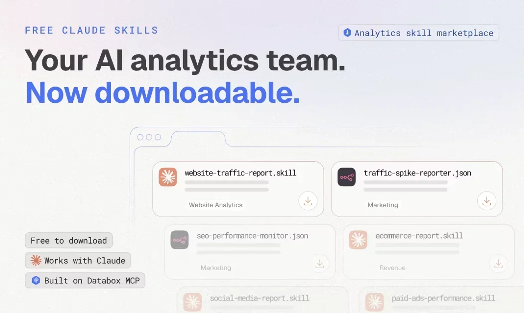 [Skills Marketplace by Databox] Ready-made AI analytics skills for your business data