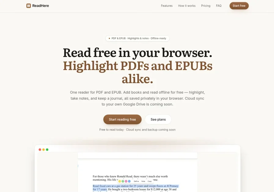 [ReadHere] Lightweight PDF & EPUB reader in your browser