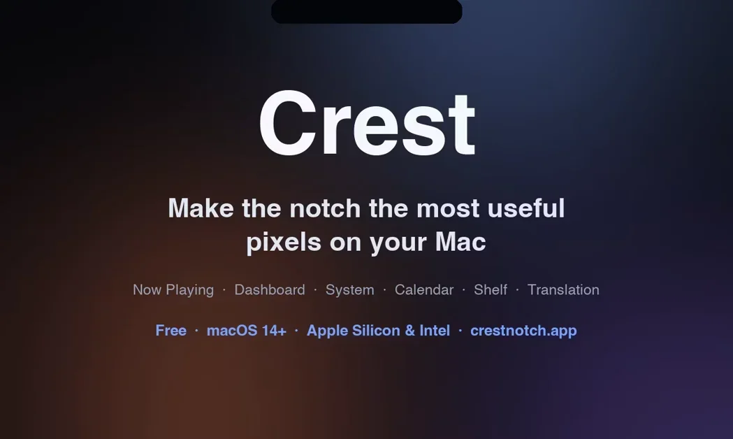 [Crest] System stats and translation on your Mac's notch