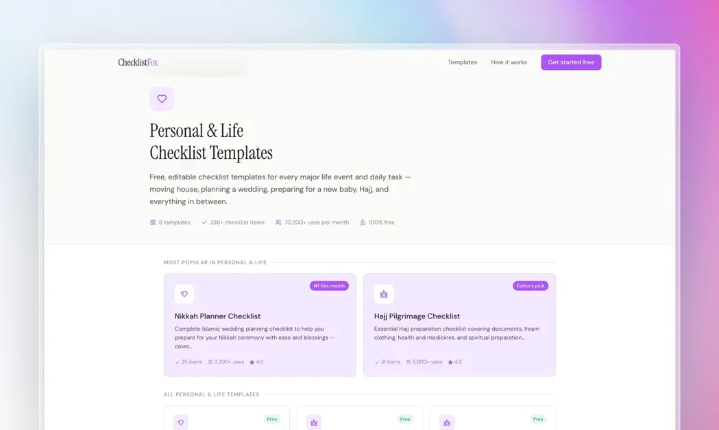 [ChecklistFox] AI Checklist Maker - Beautiful PDFs, Free & Instant