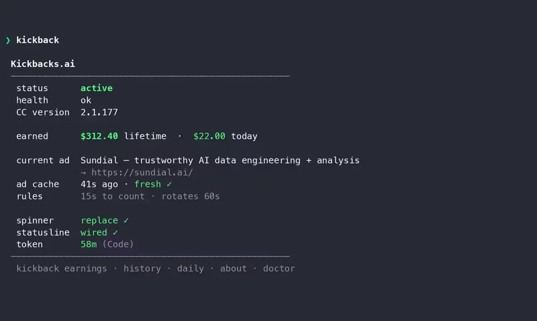 [Kickbacks CLI] The terminal and Mac menu bar companion for Kickbacks.ai