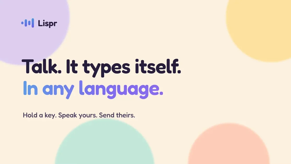 [Lispr] Hold a key, speak, and Lispr writes it anywhere