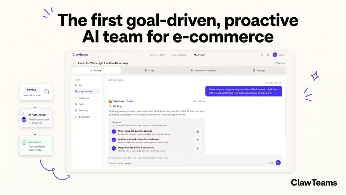 [ClawTeams] The first goal-driven, proactive AI team for e-commerce