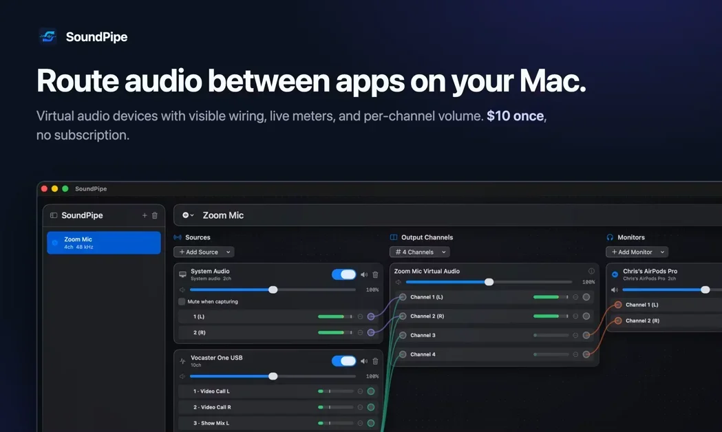 [SoundPipe] SoundPipe is a mixing board for your Mac