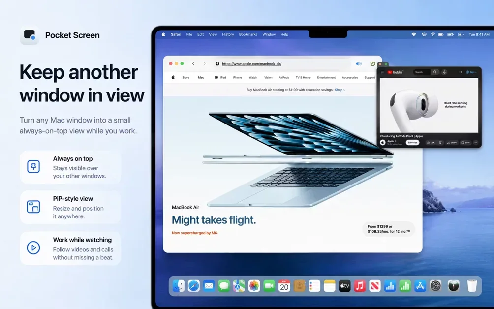 [Pocket Screen] Keep any Mac window visible in a floating mini screen