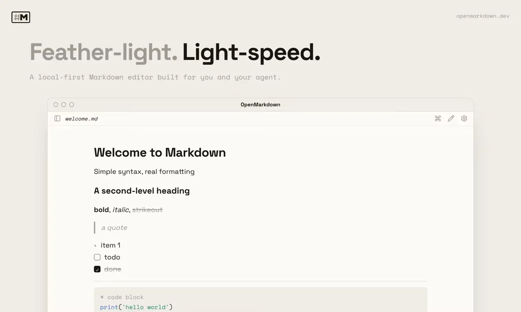[OpenMarkdown] A markdown editor you and your agent co-edit