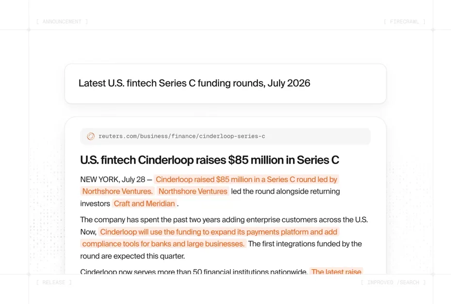 [The new Firecrawl /search] Our most accurate Search API for AI agents.