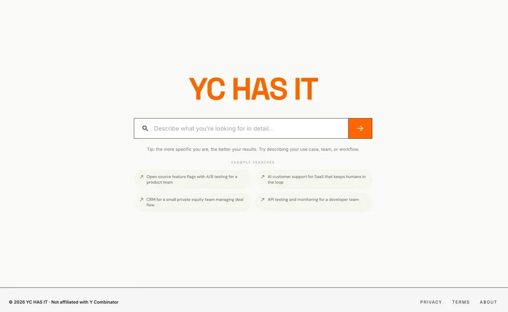 [YC has it] Describe your problem, get the YC startup that solves it 