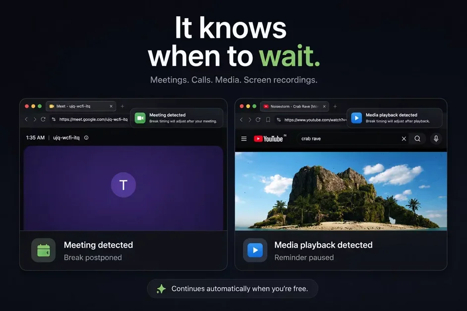 [TouchGrass] Context-aware break reminders without invasive permissions