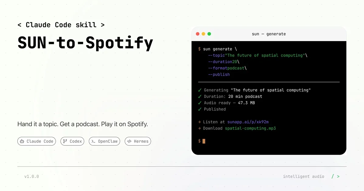 [SUN-to-Spotify ] Generate audio with SUN and send it to your Spotify library