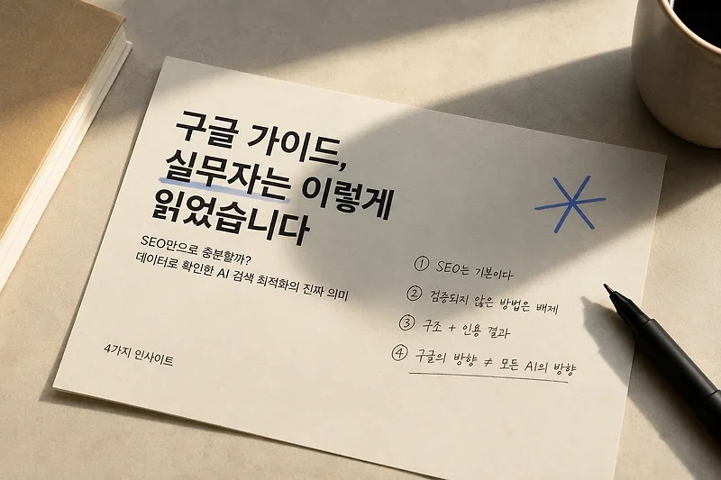 구글의 AI 검색 최적화 가이드, 실무자는 이렇게 읽었습니다.