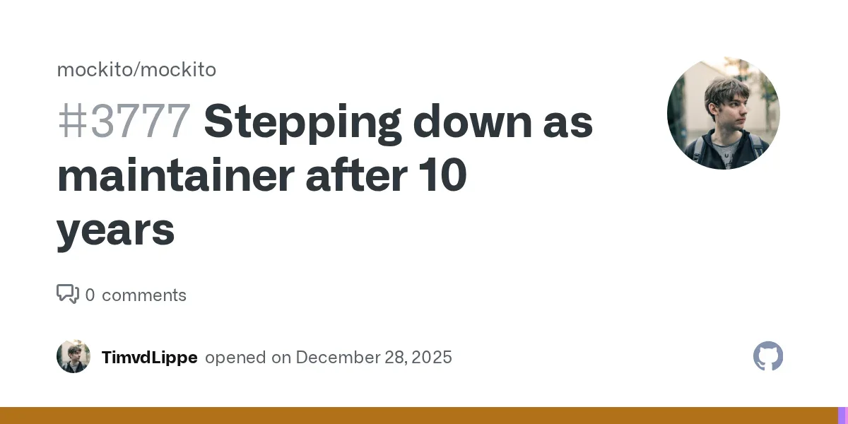 Tim van der Lippe steps down as Mockito maintainer