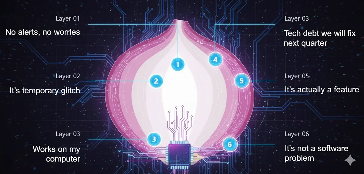 One incident, onion tech debt and layoffs - postmortem to gauge metric problem
