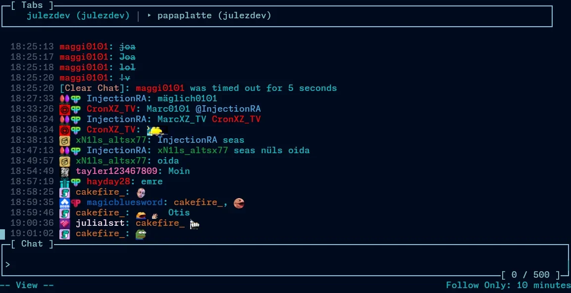 GitHub - julez-dev/chatuino: A feature-rich TUI Twitch IRC Client